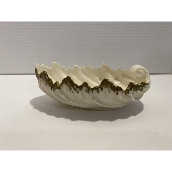 Vintage LENOX Porcelain Gold Marks Made USA Nautical Seashell Shape Dish 6" - Picture 3 of 6